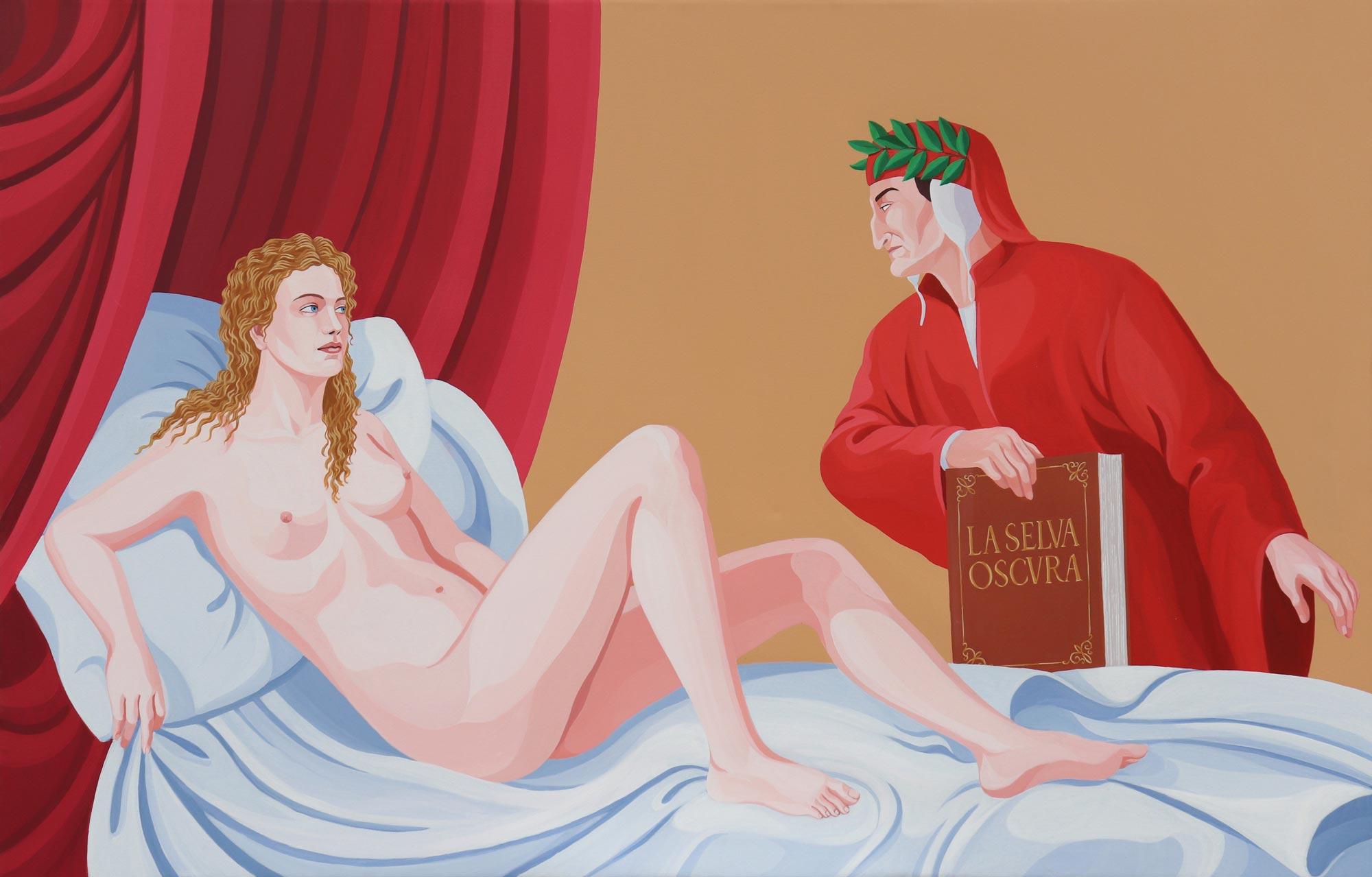 Giuseppe Veneziano, La selva oscura (2021; acrilico su tela, 180 x 110 cm)
