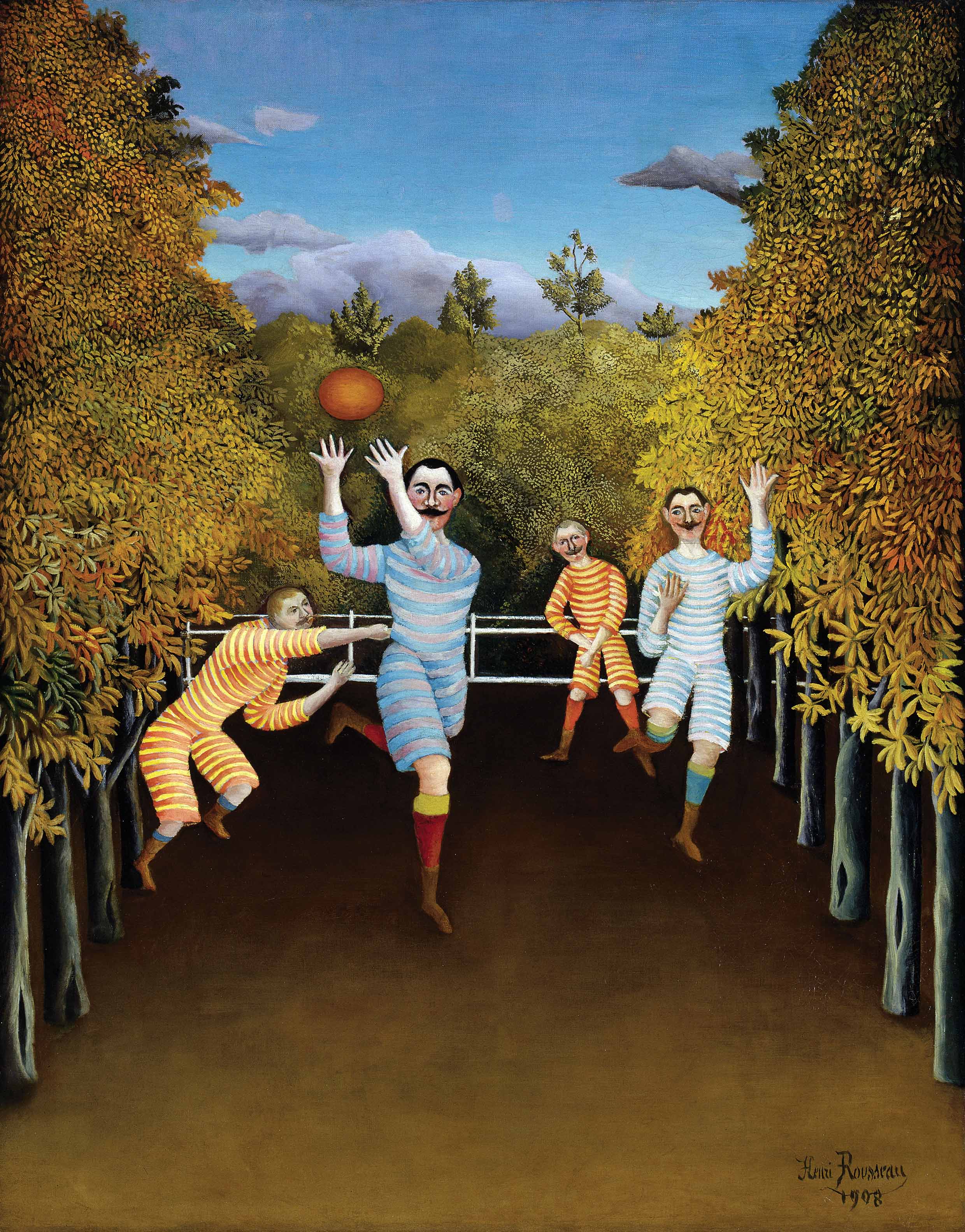 Henri Rousseau, I giocatori di calcio (1908; olio su tela, 100,3 x 80,3 cm; New York, Guggenheim Museum)

