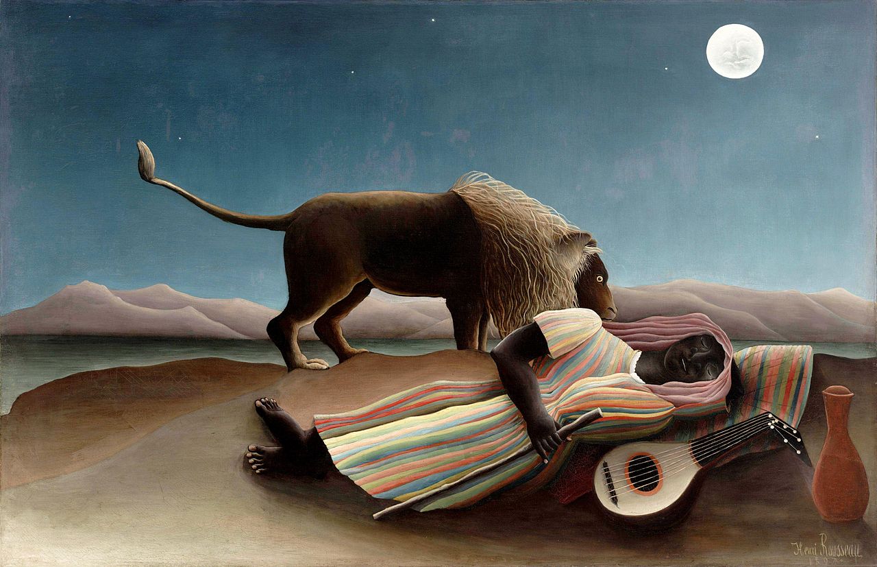 Henri Rousseau, Zingara addormentata (1897; olio su tela, 129,5 x 200,7 cm; New York, Museum of Modern Art)
