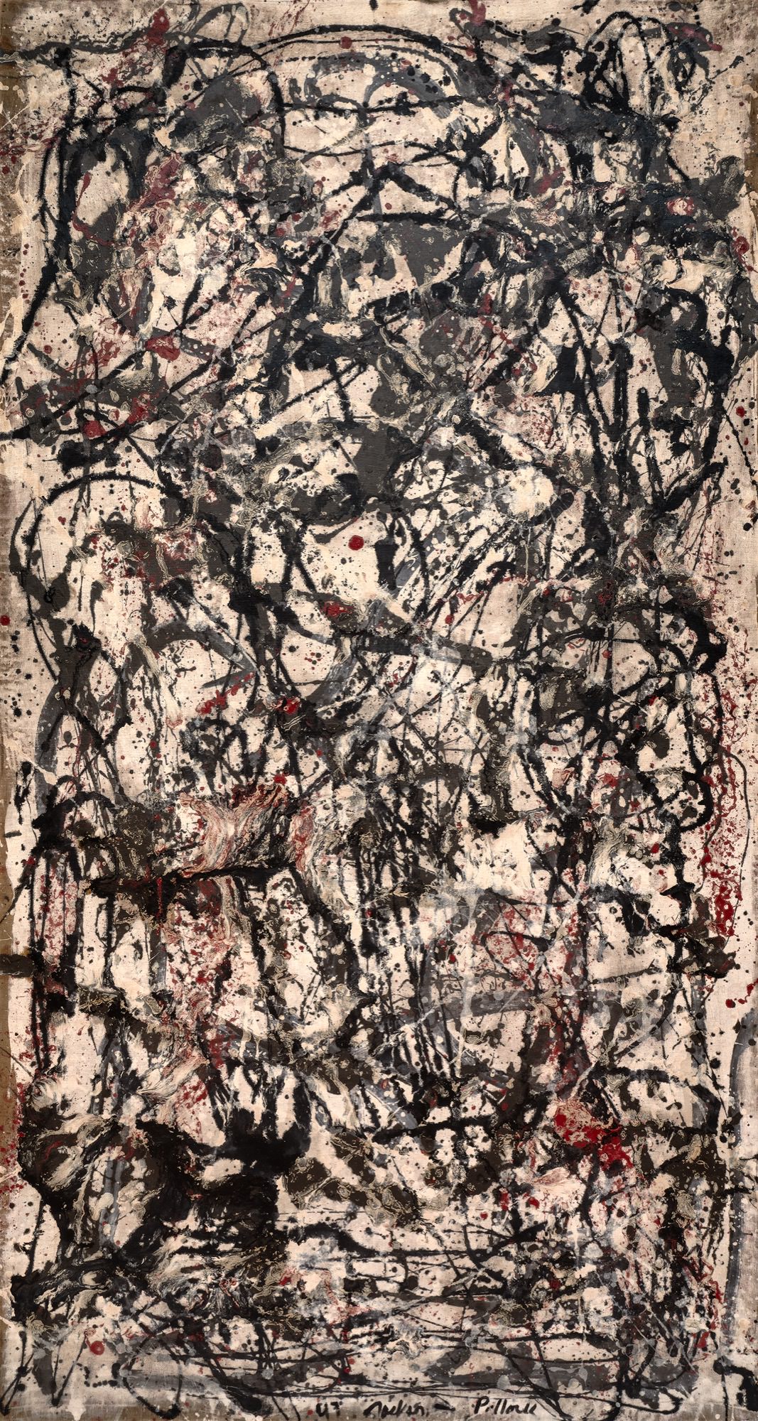 Jackson Pollock, Foresta incantata (1947; olio e smalto alchidico su tela, 221,3 x 114,6 cm; Venezia, The Peggy Guggenheim Collection)
