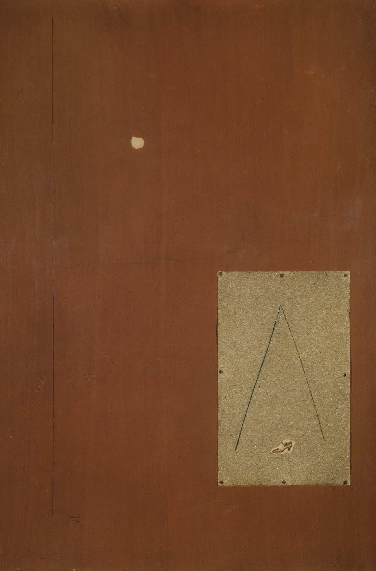 Joan Miró, Danseuse espagnole I (1928; matita, collage e chiodi su carta applicata su tavola, 105 x 73,5 cm; Madrid, Museo Reina Sofía)
