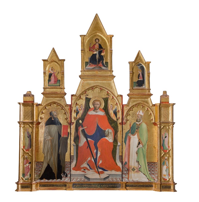 Master of 1419, Saint Julian between Saints Martin and Anthony Abbot (1425-1427; tempera on panel; San Gimignano, Civic Museums, Pinacoteca)