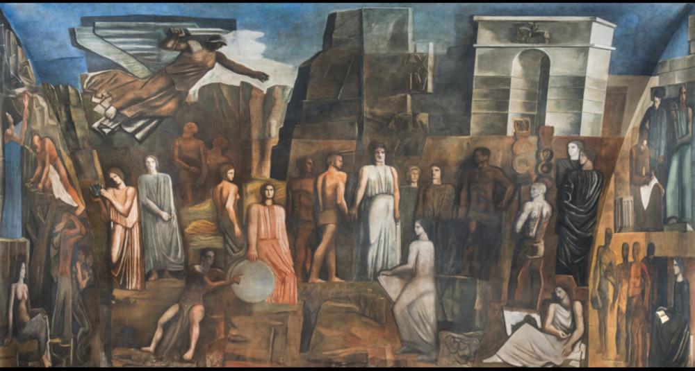 Mario Sironi, L'Italia tra le Arti e le Scienze (1935; affresco, 140 mq; Roma, Roma, Aula magna dell’Università La Sapienza)
 Mario Sironi, L'Italia tra le Arti e le Scienze (1935; affresco, 140 mq; Roma, Roma, Aula magna dell’Università La Sapienza)