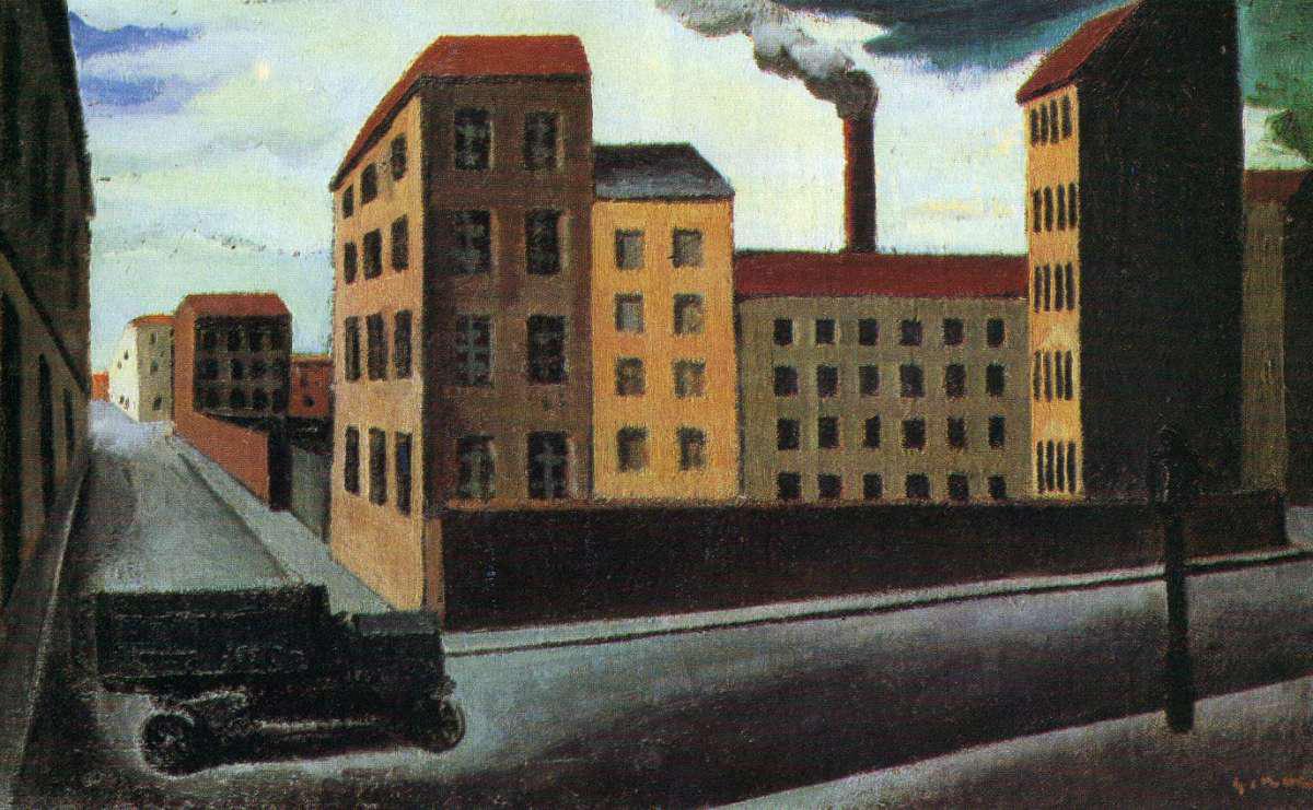 Mario Sironi, Paesaggio urbano con camion (1919-1920; olio su tela, 44 x 60 cm; Milano, Pinacoteca di Brera)
 Mario Sironi, Paesaggio urbano con camion (1919-1920; olio su tela, 44 x 60 cm; Milano, Pinacoteca di Brera)