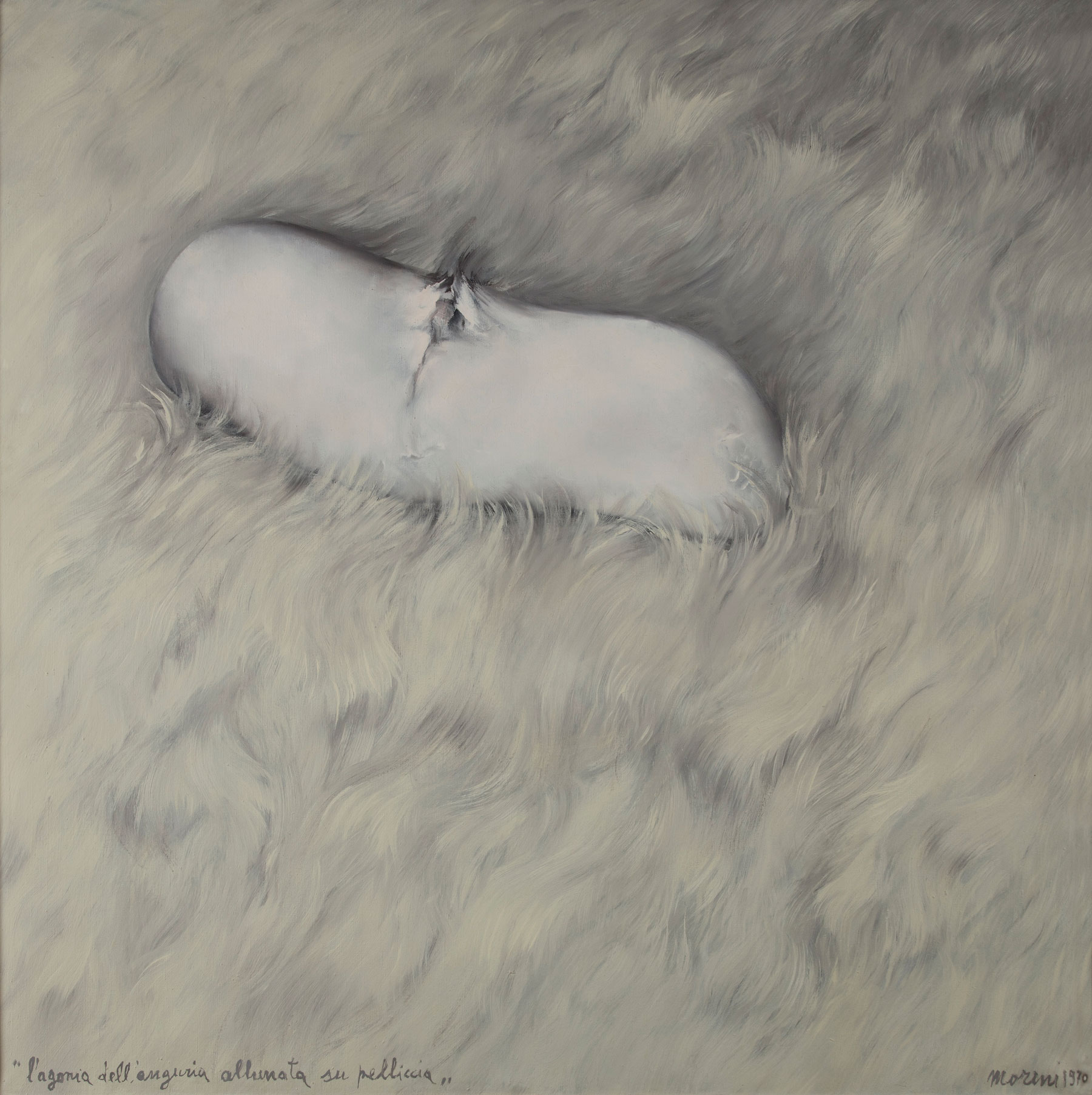 Mattia Moreni, L'agonia dell'anguria allunata su pelliccia (1970; olio su tela, 130 x 130 cm; Collezione privata)
