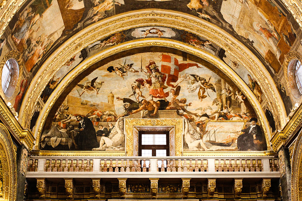 Mattia Preti, Trionfo dell'ordine di San Giovanni (1662; olio su parete; La Valletta, Concattedrale di San Giovanni)
