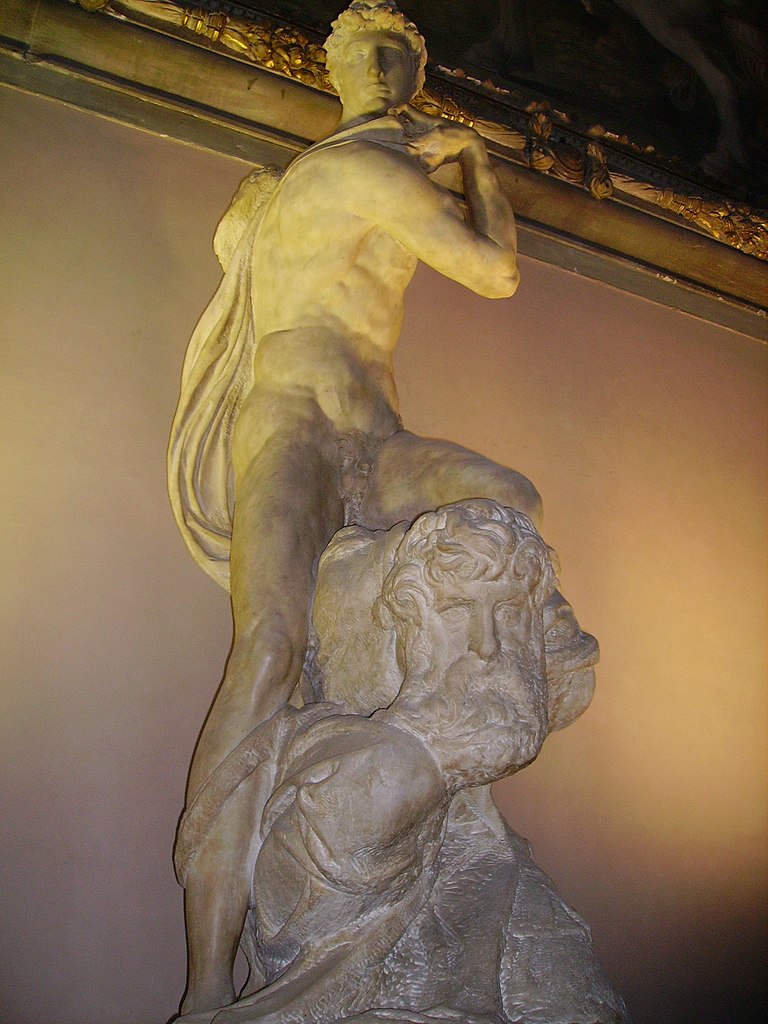 Michelangelo Buonarroti, Genius of Victory (c. 1531-1534; marble, height 261 cm; Florence, Palazzo Vecchio, Salone dei Cinquecento). Ph. Credit Yair Haklai