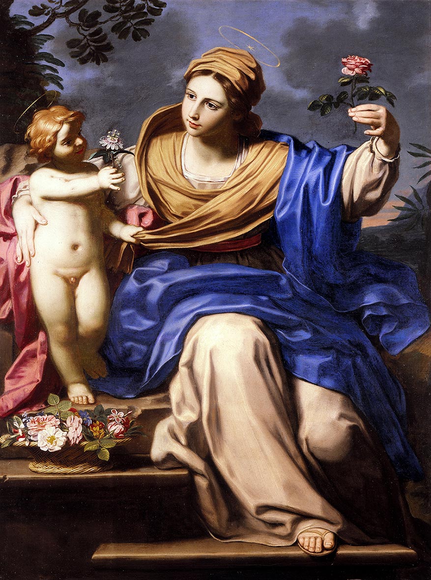 Michele Desubleo, La Madonna della rosa (olio su tela, 149 x 113 cm; Modena, Collezione BPER Banca)
