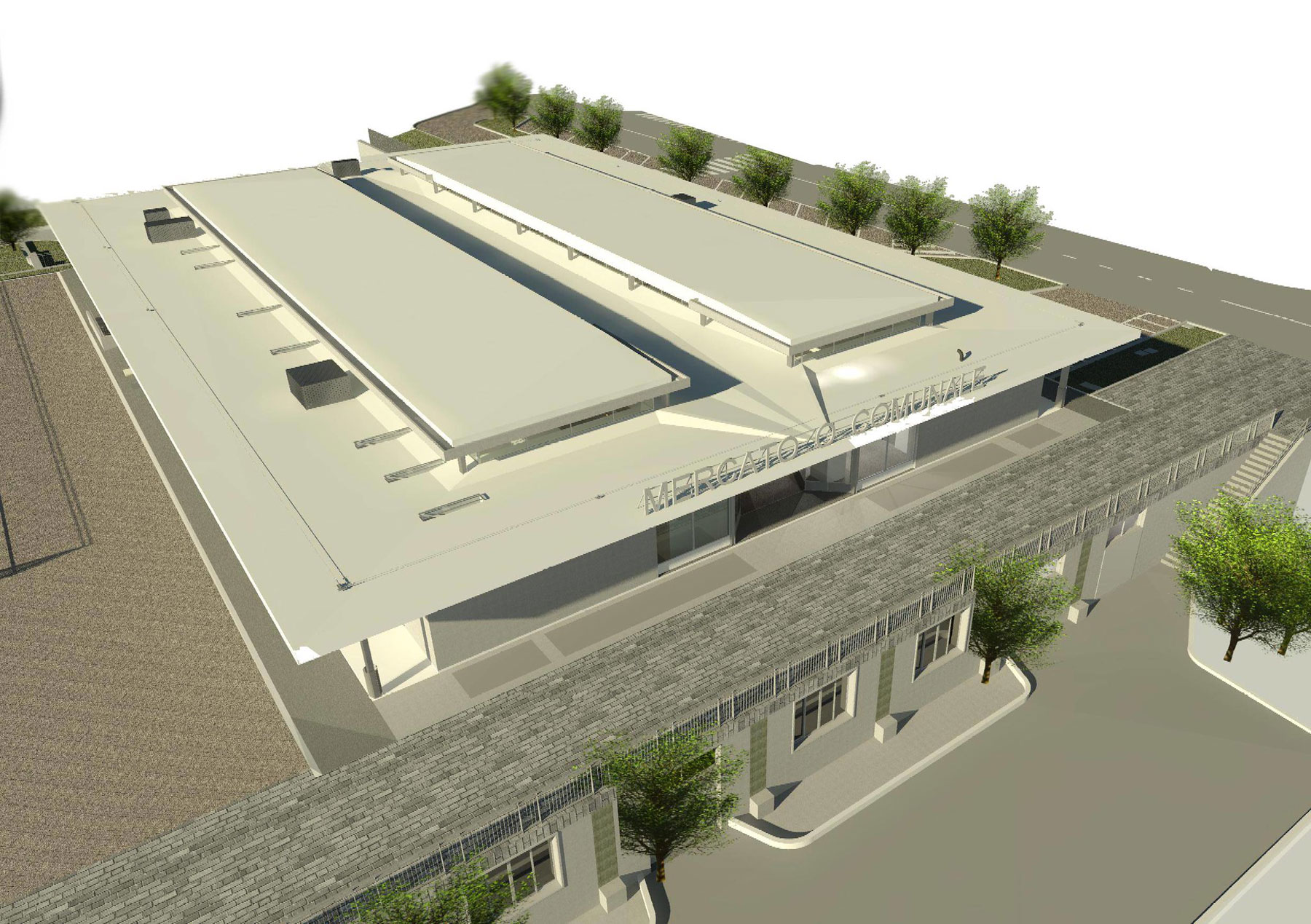 Rendering del CASVA, veduta aerea
