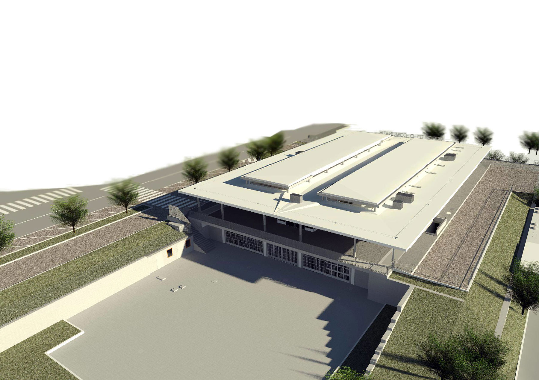 Rendering del CASVA, veduta aerea
