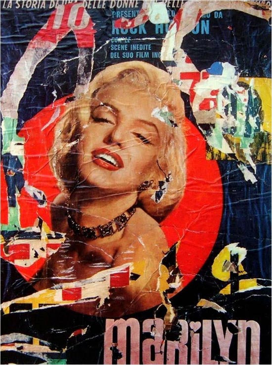 Mimmo Rotella, Marilyn (1962; décollage su tela, 133x94 cm; collezione privata)
