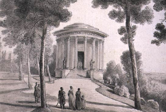 Il tempio della memoria in un'incisione del XIX secolo
