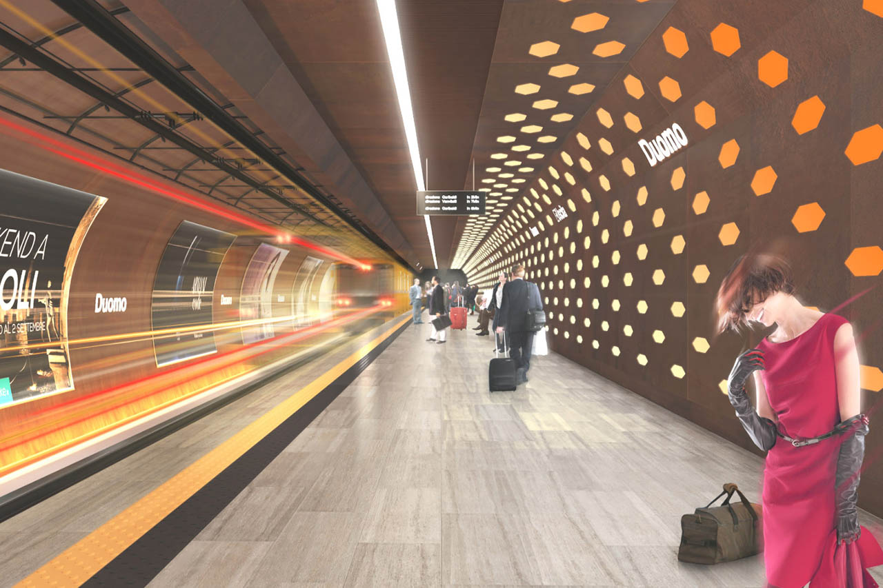 Rendering fermata Duomo metropolitana di Napoli
