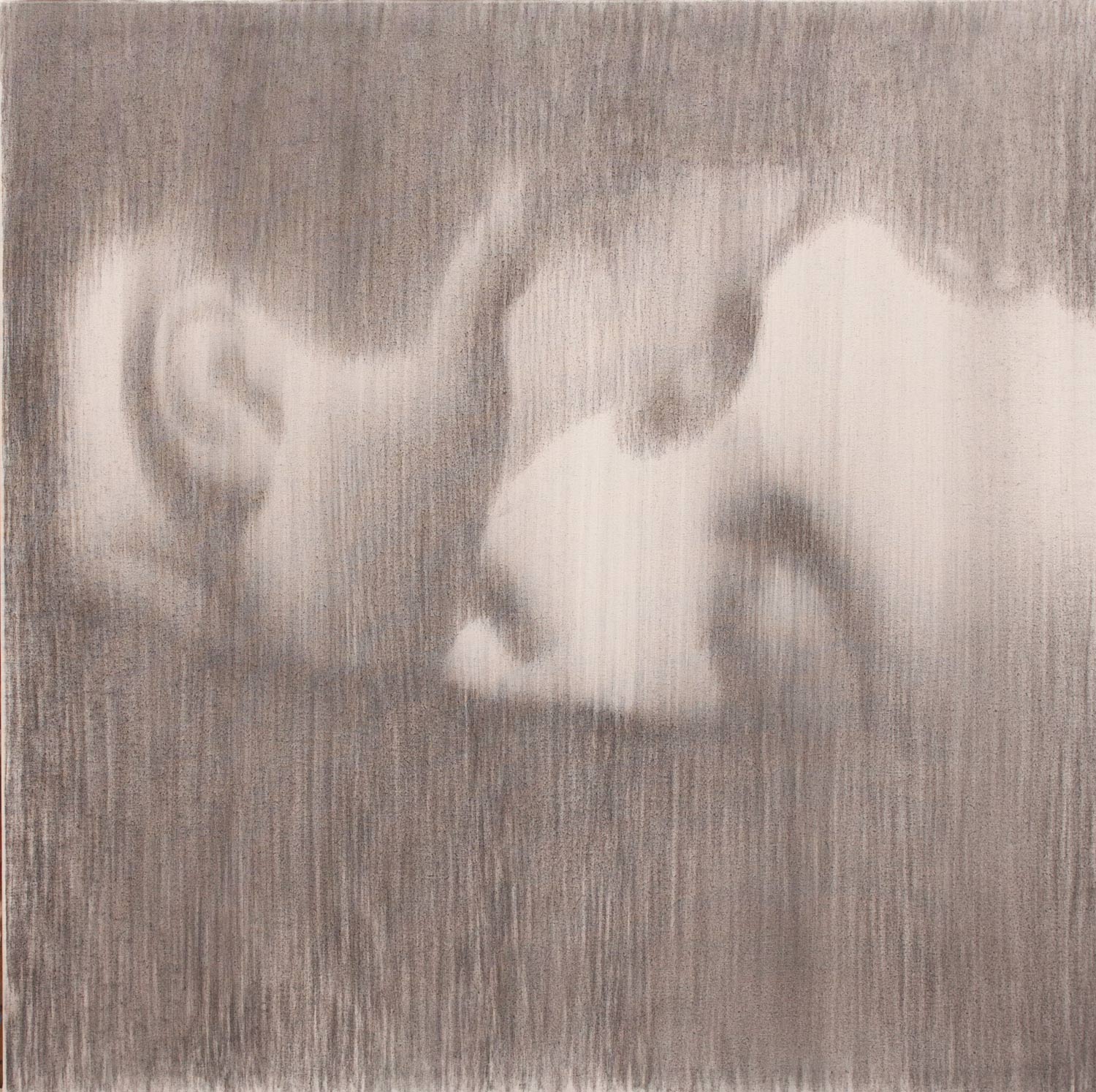 Omar Galliani, Baci rubati / Covid-19 #17 (2020; carboncino e grafite su tela, 60 x 60 cm)
