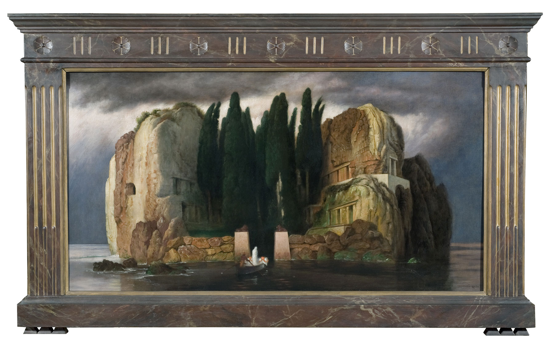 Otto Vermehren, L'isola dei morti (1886-1900; olio su tela, 71,5 x 135,3 cm; Collezione privata)
