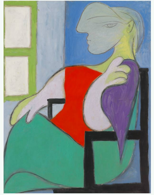 Pablo Picasso, Femme assise près d'une fenêtre (Marie-Thérèse) (1932) Courtesy of Christie's
 Pablo Picasso, Femme assise près d'une fenêtre (Marie-Thérèse) (1932) Courtesy of Christie's