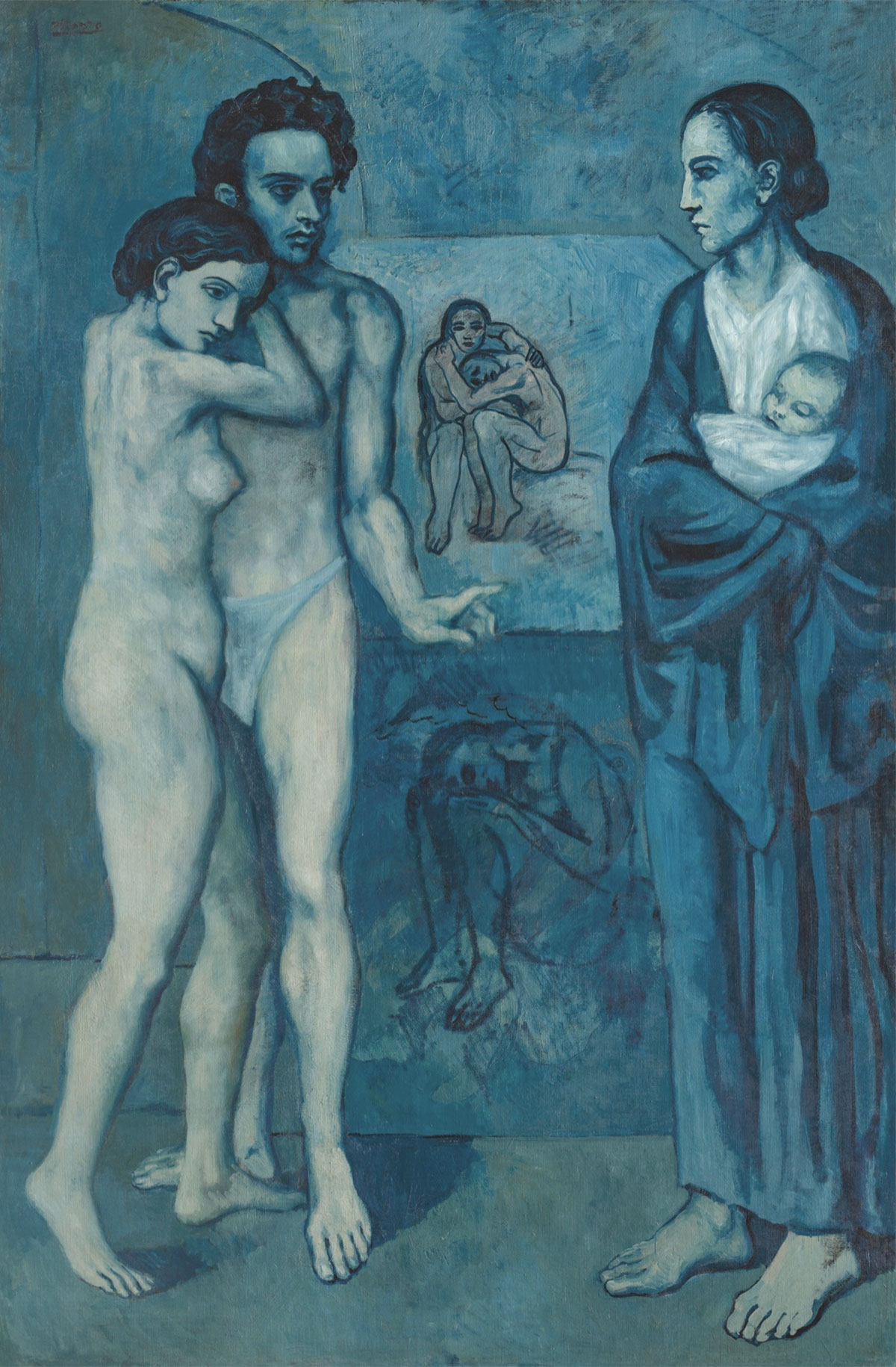 Pablo Picasso, La vita (1903; olio su tela, 197 x 127,5 cm; Cleveland, Cleveland Museum of Art)
