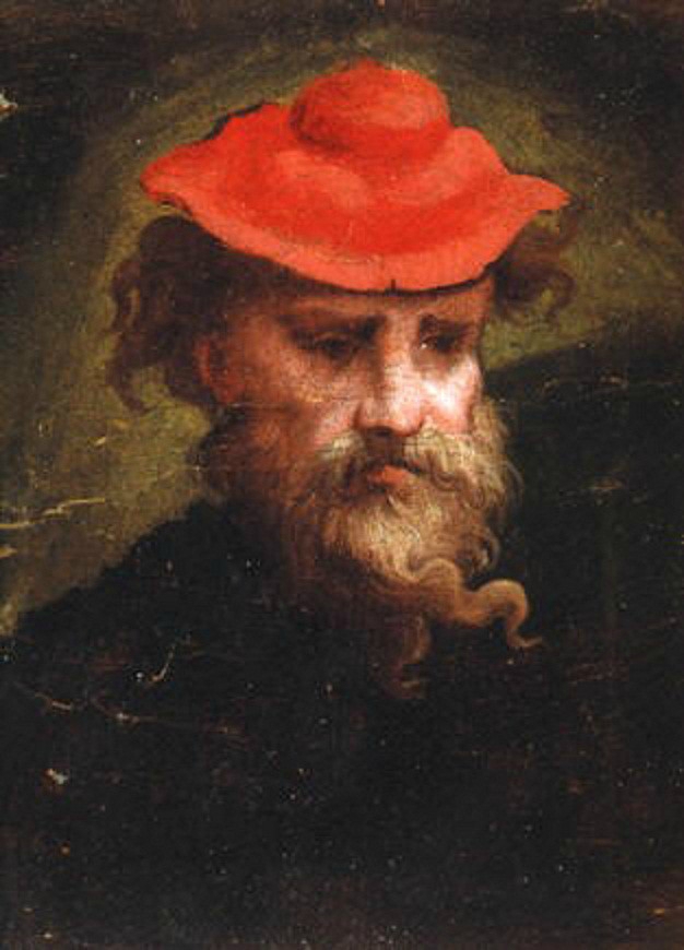 Parmigianino (attributed), Self-Portrait with Red Cap (c. 1540; oil on paper, 21 x 15.5 cm; Parma, Galleria Nazionale)