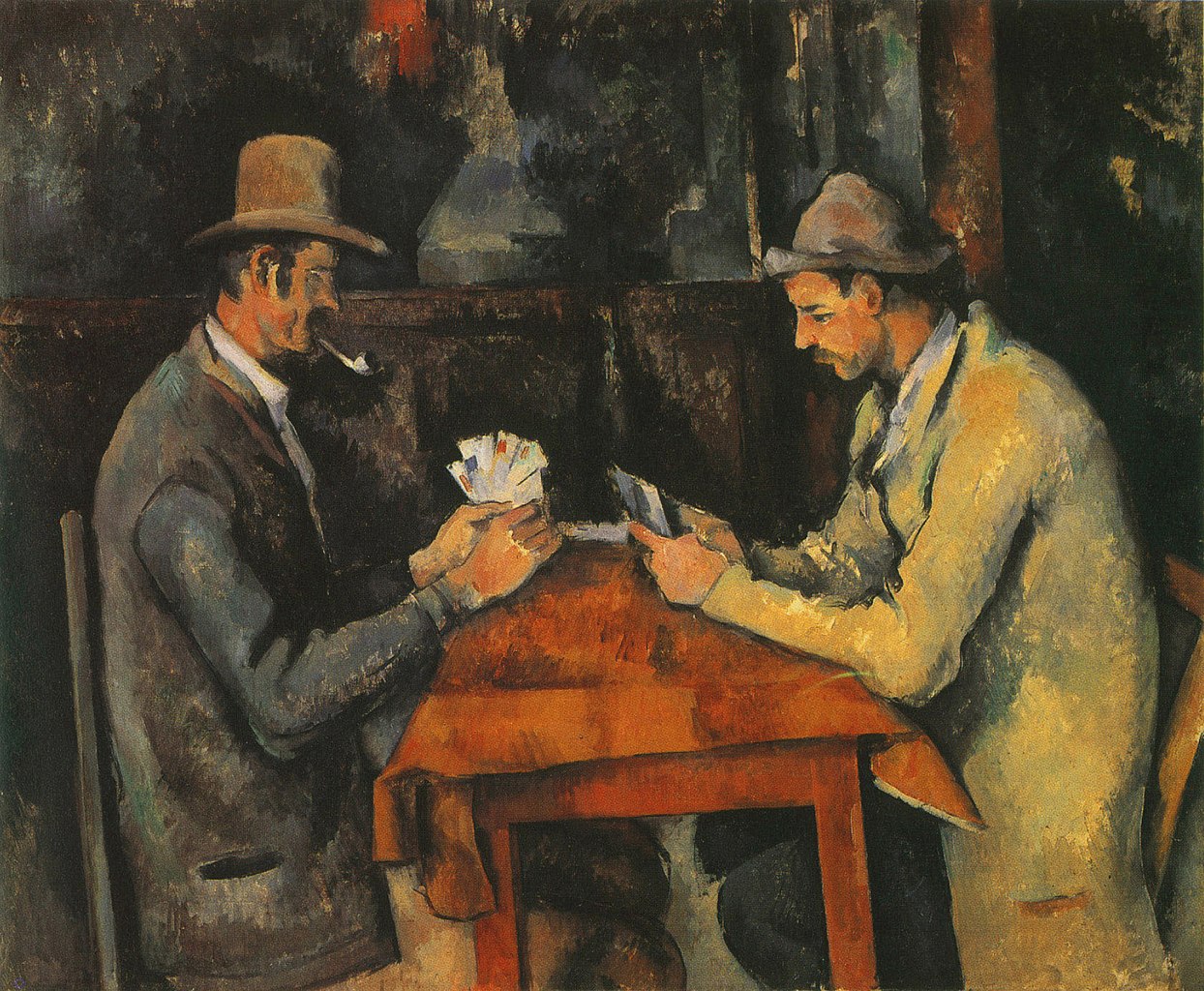 Paul Cézanne, Due giocatori di carte (1892-95; olio su tela, 47,5 x 57 cm; Parigi, Musée d'Orsay)
