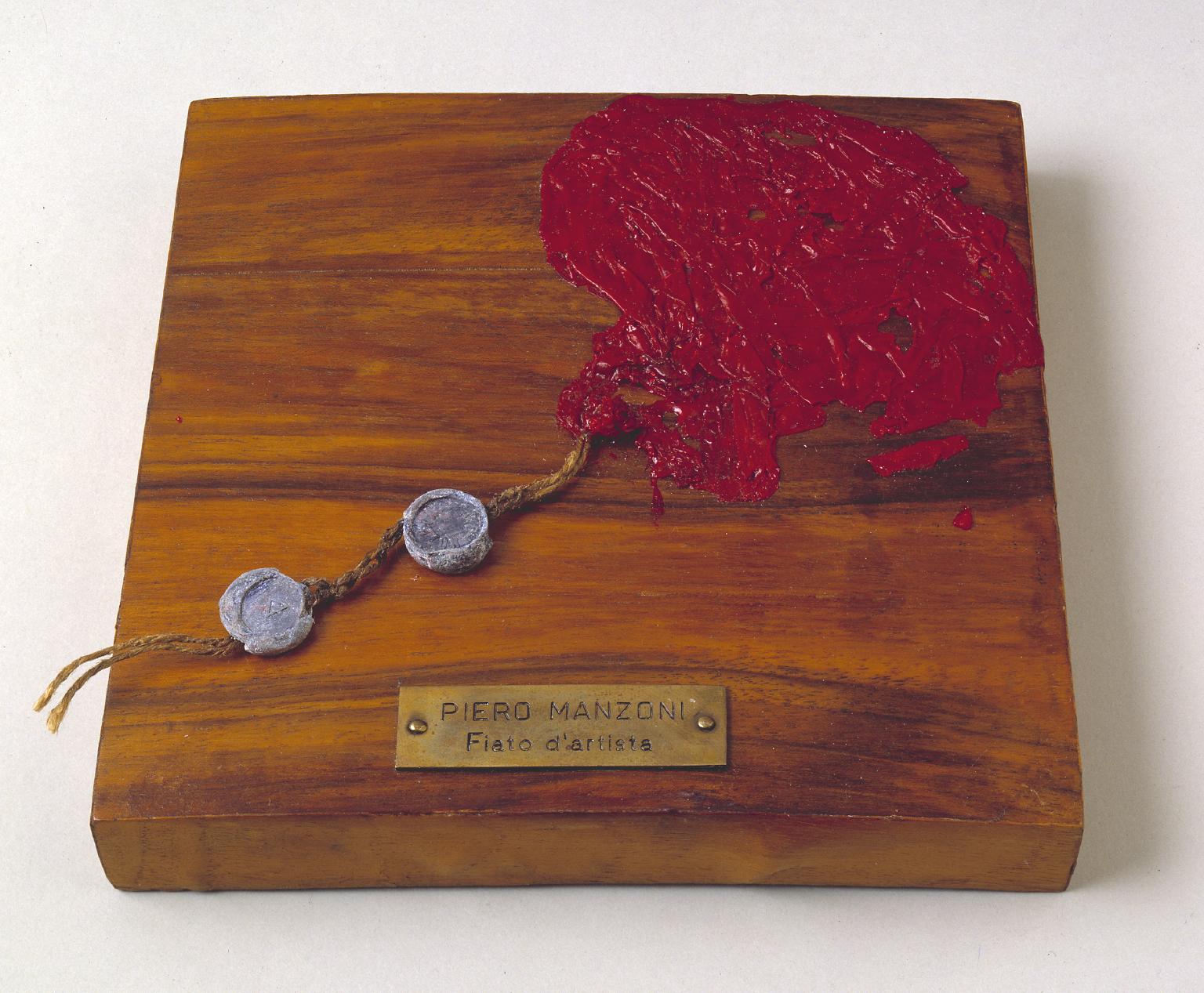 Piero Manzoni, Fiato d’artista (1960; palloncino, fune, bronzo e base di legno, 35 x 180 x 185 mm; Londra, Tate Modern)
