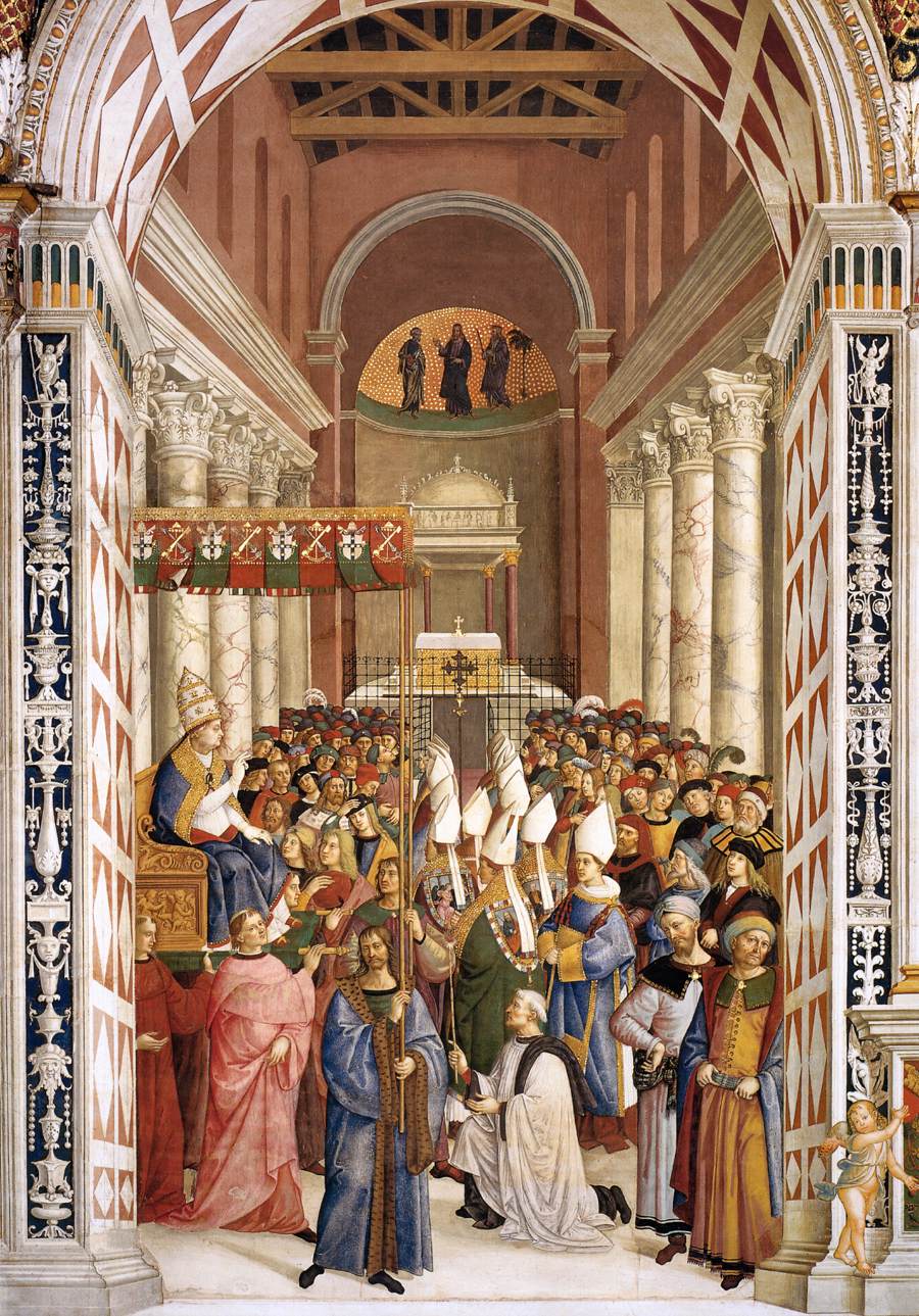 Pinturicchio, The Coronation of Aeneas Silvius Piccolomini as Pope Pius II (1502-1508; fresco; Siena, Piccolomini Library)