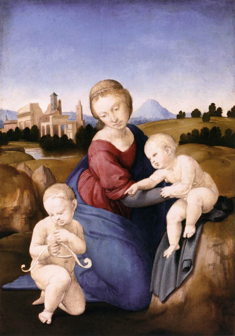 Raffaello Sanzio, Madonna EsterhÃ¡zy (1508; olio su tavola, 29 x 21,5 cm; Budapest, SzÃ©pművÃ©szeti MÃºzeum)
