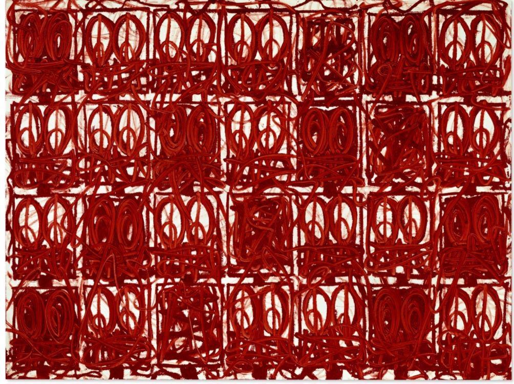 Rashid Johnson, Anxious Red Painting December 18th (2020) Courtesy of Christie's
 Rashid Johnson, Anxious Red Painting December 18th (2020) Courtesy of Christie's