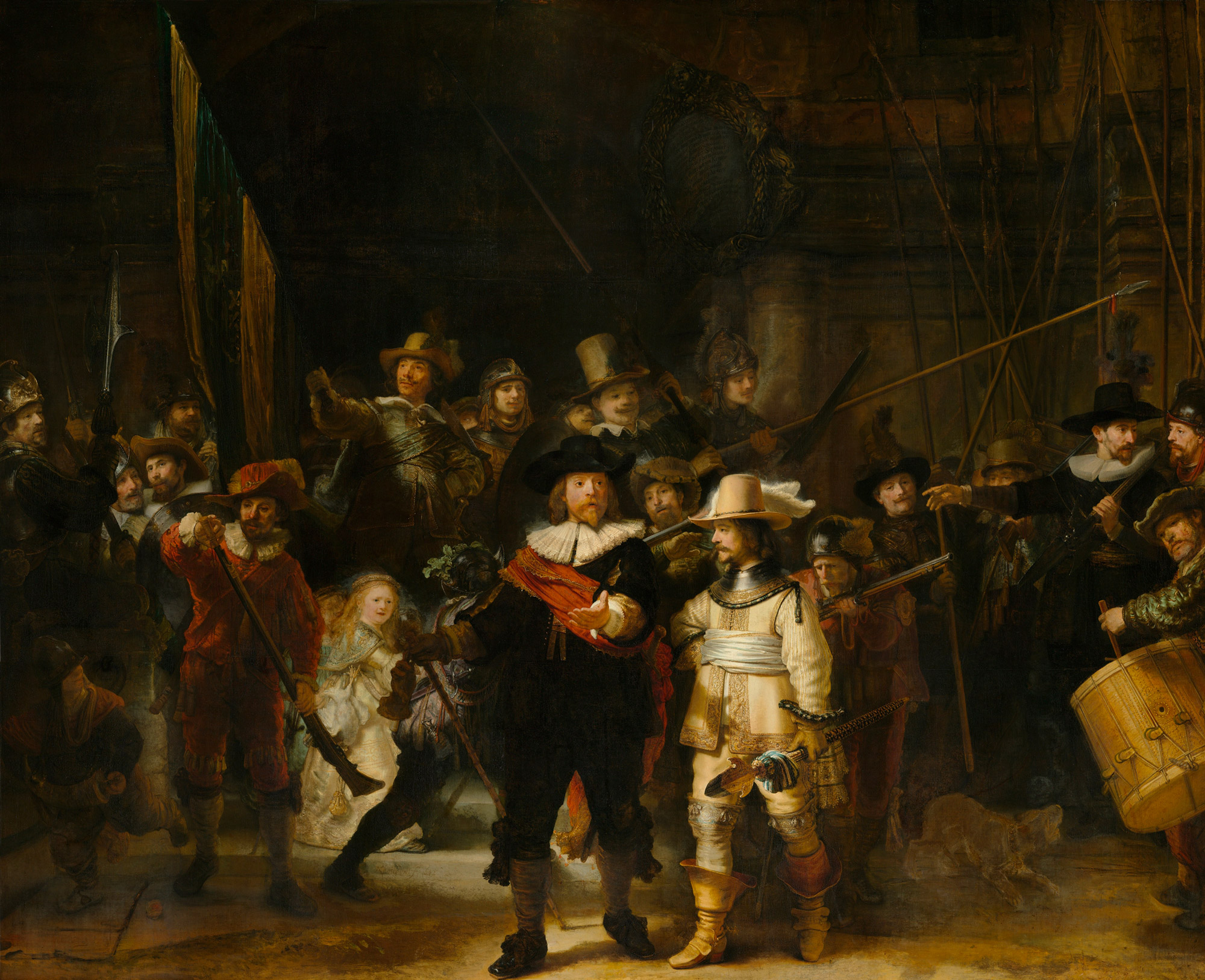 Rembrandt, Ronda di notte (1640-1642; olio su tela, 363 x 437 cm; Amsterdam, Rijksmuseum)
 Rembrandt, Ronda di notte (1640-1642; olio su tela, 363 x 437 cm; Amsterdam, Rijksmuseum)