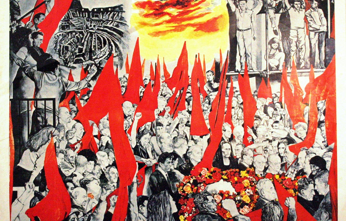 Renato Guttuso, I funerali di Togliatti (1942; olio su tela, 340 x 440 cm; Bologna, MAMbo)
