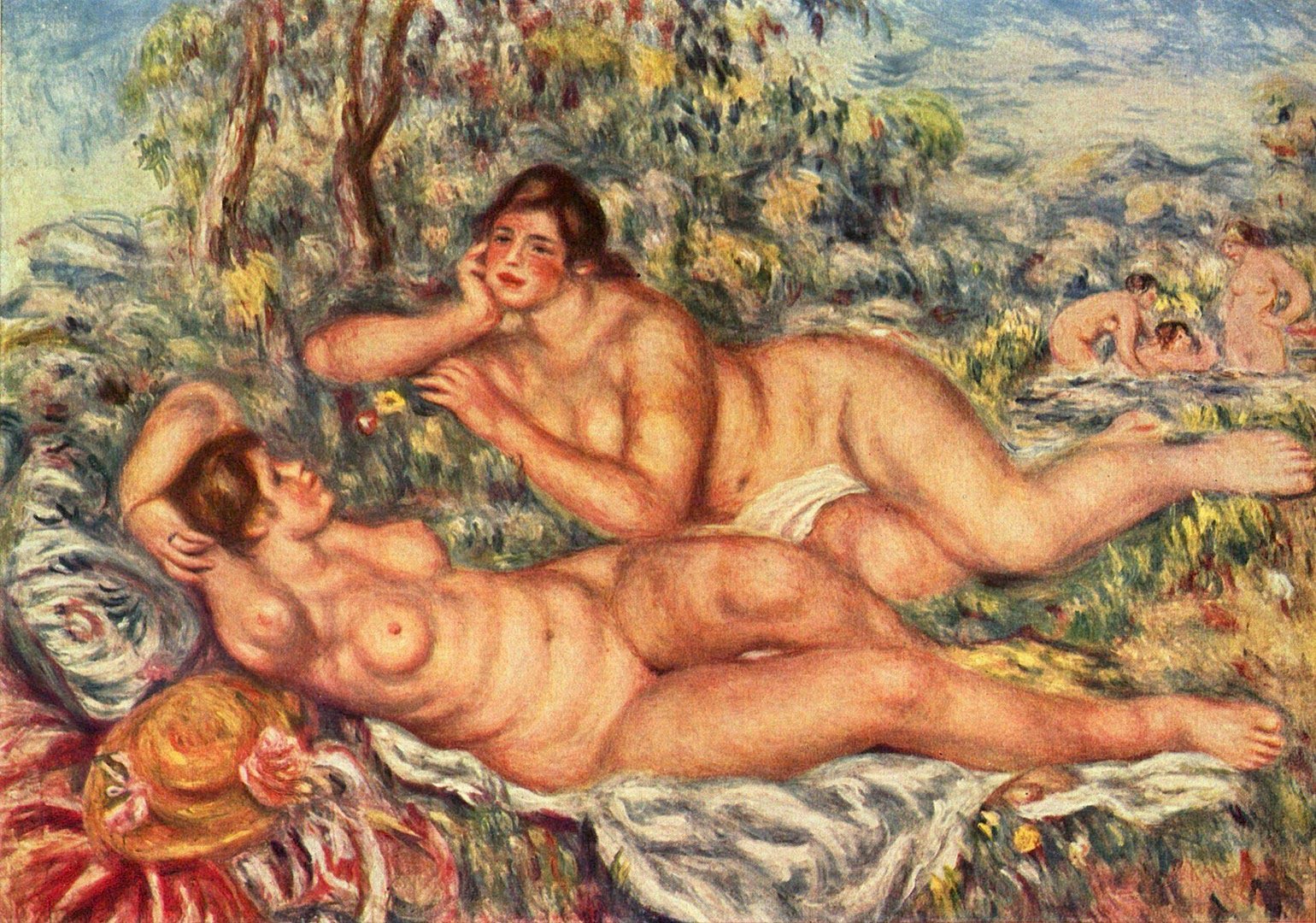 Pierre-Auguste Renoir, Le bagnanti (1819; olio su tela, 110 x 160 cm; Parigi, Museo d'Orsay)
