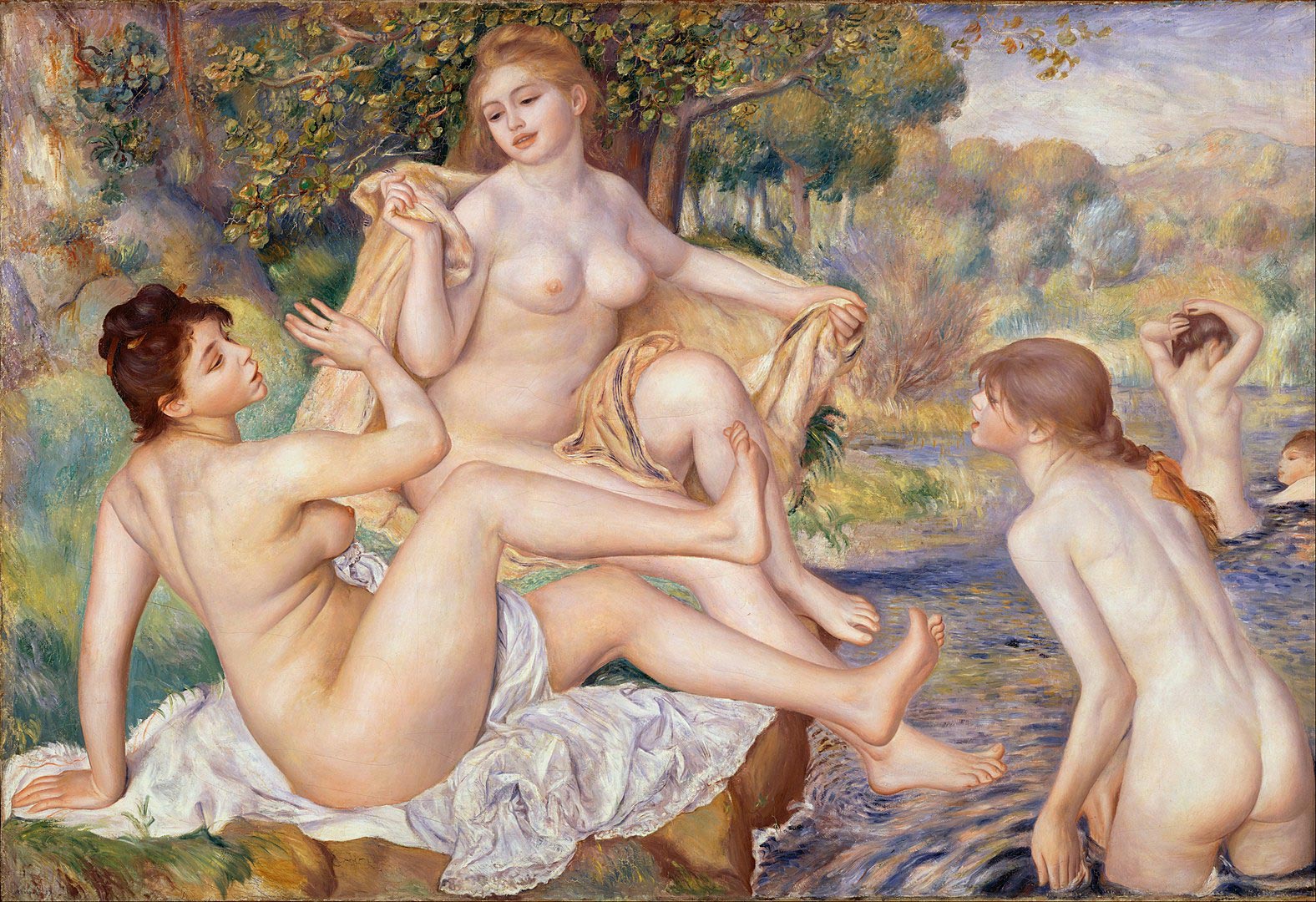 Pierre-Auguste Renoir, Le bagnanti (1884-1887, olio su tela, 117,8 x 170,8 cm; Filadelfia, Philadelphia Museum of Art)

