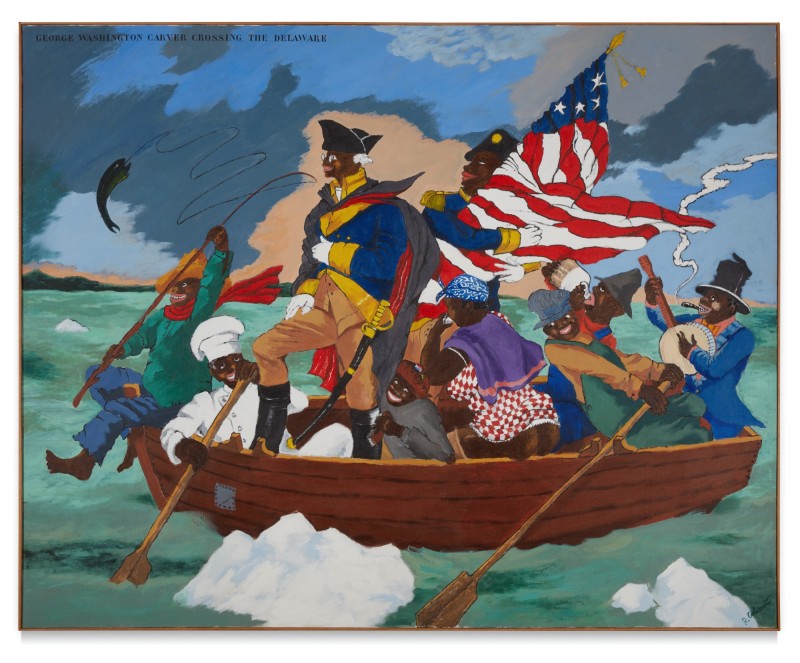 Robert Colescott, George Washington Carver Crossing the Delaware (1975) Courtesy of Sotheby's
 Robert Colescott, George Washington Carver Crossing the Delaware (1975) Courtesy of Sotheby's