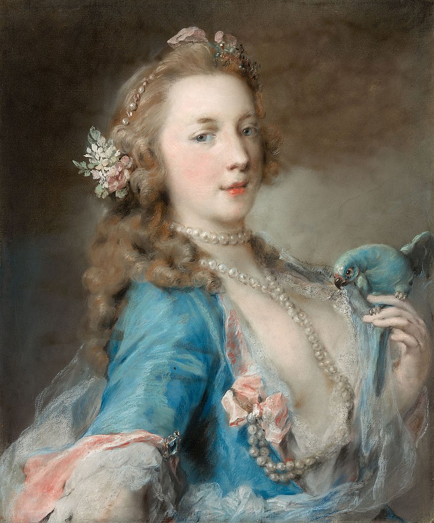 Rosalba Carriera, Dama col pappagallo (1730 circa; pastello su carta, 60 x 50 cm; Chicago, Art Institute)
