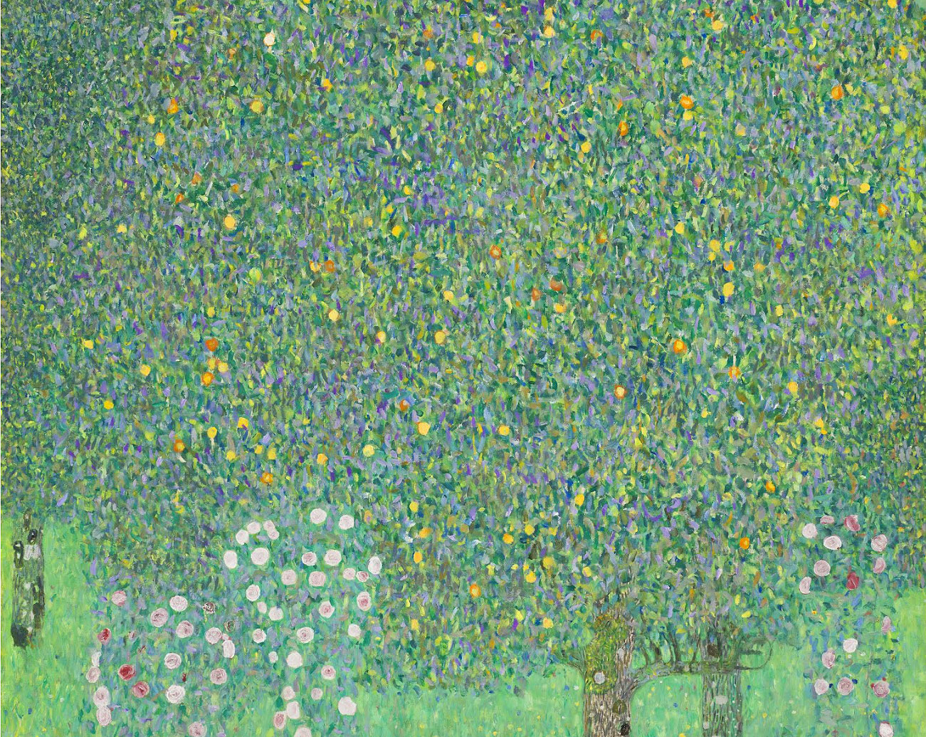 Gustav Klimt, Rosas bajo los árboles (c. 1905; óleo sobre lienzo, 110 x 110 cm; Colección particular, anteriormente París, Museo de Orsay). Fotografía de Patrice Schmidt
