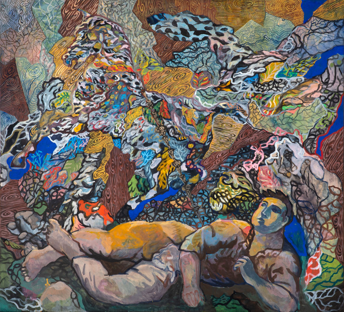 Sandro Chia, Quadro secondo N1 (1987; tempera su carta intelata, 179,5 x 197,5 cm). Presentato da Galleria dello Scudo
