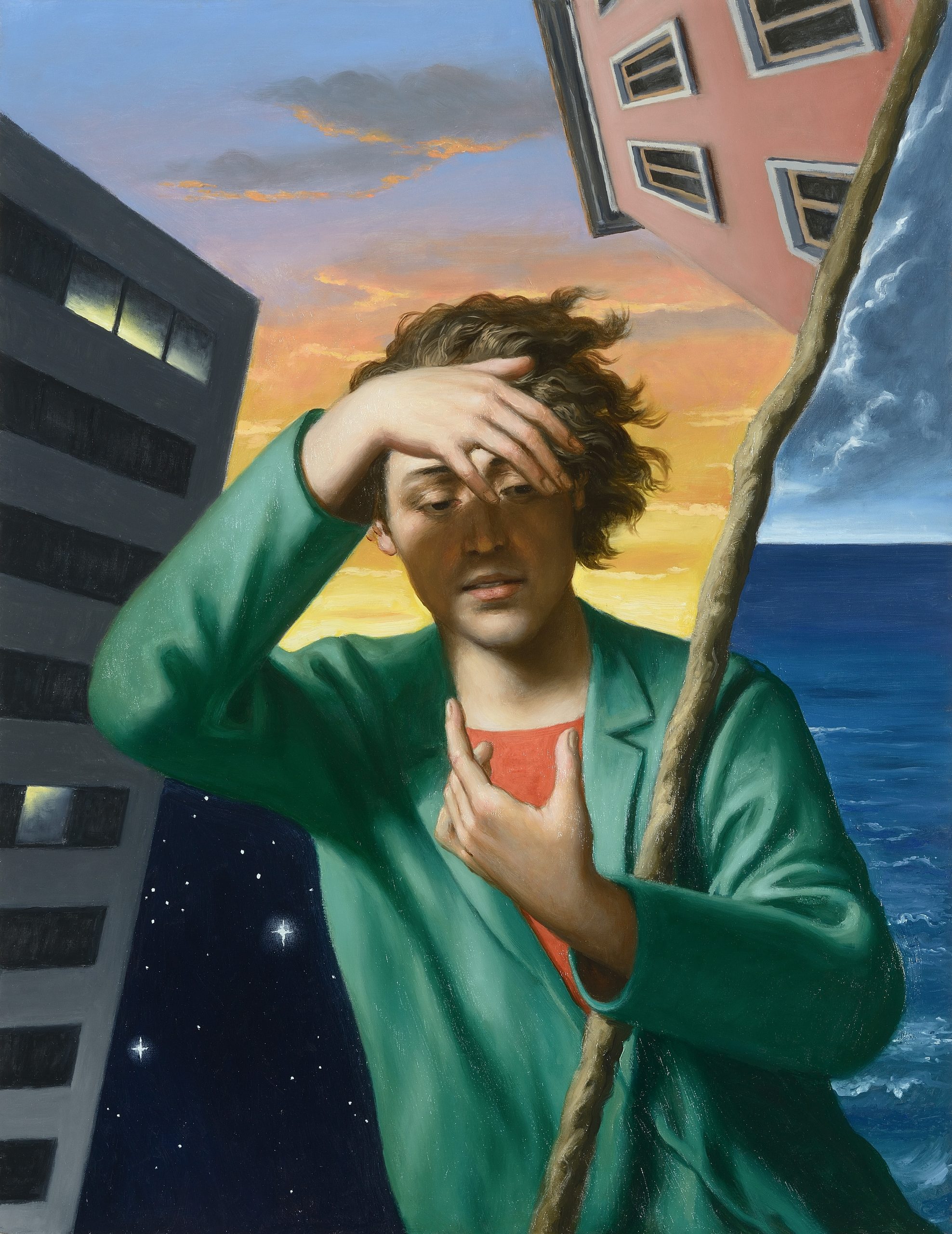 Stefano Di Stasio, Miracolo del vento (2020; olio su tela, 90 x 70 cm)
