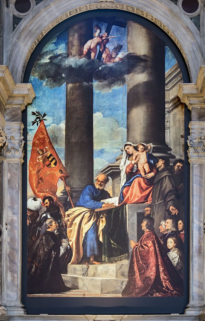 Tiziano, Pala Pesaro (1519-1526 circa; olio su tela, 478 x 268 cm; Venezia, Basilica di Santa Maria Gloriosa dei Frari)
 Tiziano, Pala Pesaro (1519-1526 circa; olio su tela, 478 x 268 cm; Venezia, Basilica di Santa Maria Gloriosa dei Frari)