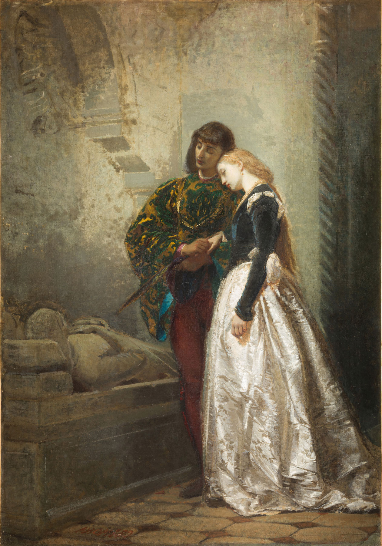 Tranquillo Cremona, Una visita alla tomba di Giulietta (1862; olio su tela, 144 × 100 cm; Milano, Galleria d’Arte Moderna, inv. GAM 1565), Foto: Umberto Armiraglio, Busto Arsizio
