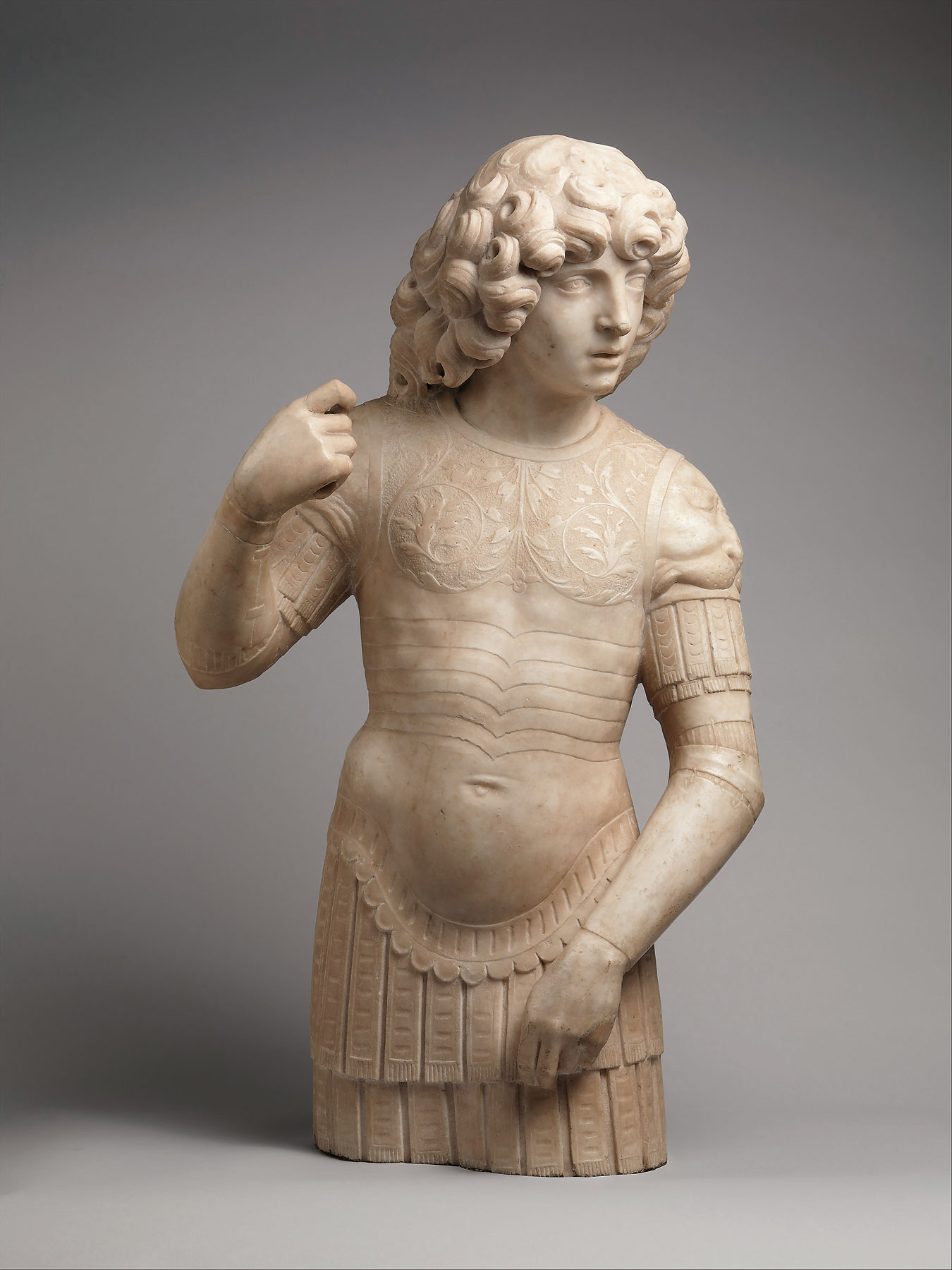 Tullio Lombardo e bottega, Giovane guerriero (1490-1500 circa; marmo, 87,6 x 53,4 x 35,6 cm; New York, The Metropolitan Museum)
