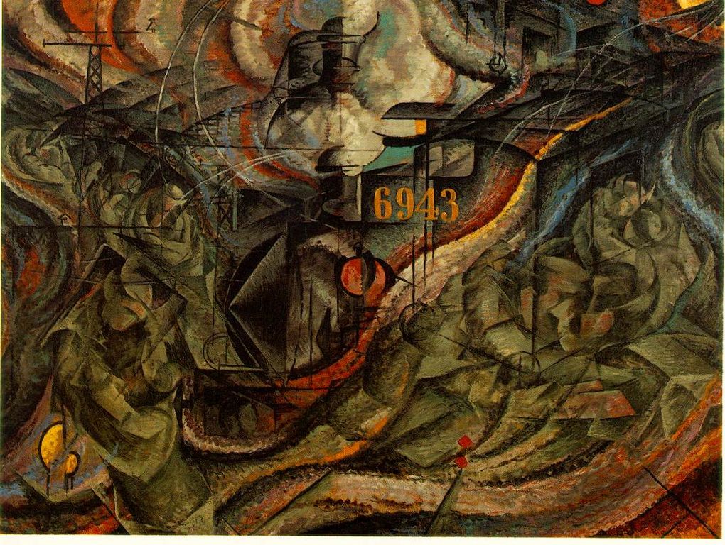 Umberto Boccioni, Stati d'animo I. Gli addii (1911; olio su tela, 71,2 x 94,2 cm; New York, Museum of Modern Art) Umberto Boccioni, Stati d'animo I. Gli addii (1911; olio su tela, 71,2 x 94,2 cm; New York, Museum of Modern Art)