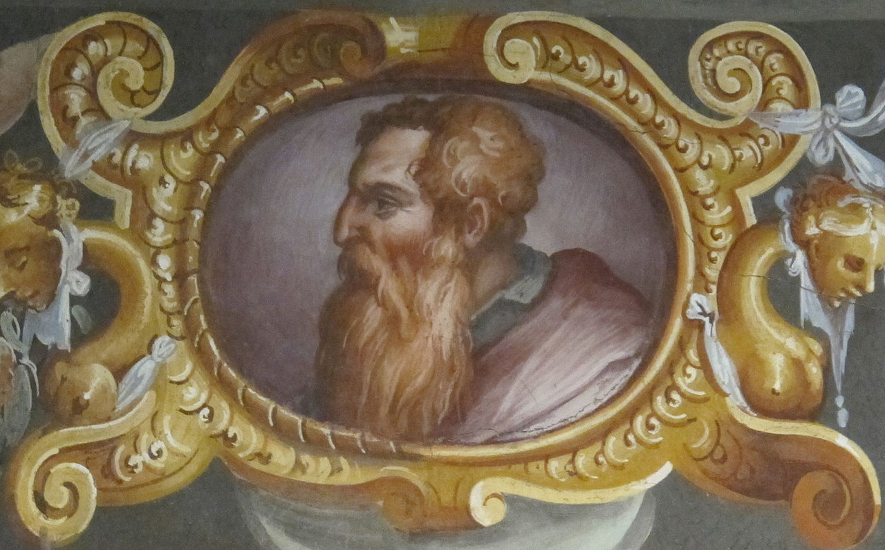 Giorgio Vasari e aiuti, Ritratto di Rosso Fiorentino (affresco; Arezzo, Casa Vasari). Foto Francesco Bini
