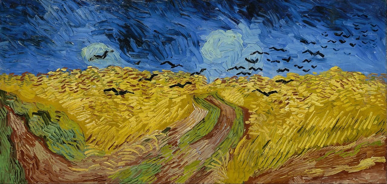 Vincent van Gogh, Campo di grano con volo di corvi (1890; olio su tela, 50,3 x 103 cm; Amsterdam, Van Gogh Museum) Vincent van Gogh, Campo di grano con volo di corvi (1890; olio su tela, 50,3 x 103 cm; Amsterdam, Van Gogh Museum)