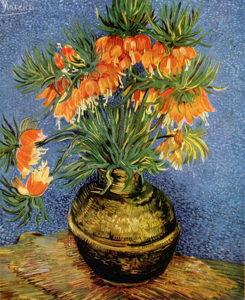 Vincent van Gogh, Fritillaria imperiale in un vaso di rame (1887; olio su tela, 73,5 x 60,5 cm; Parigi, Musée d'Orsay) Vincent van Gogh, Fritillaria imperiale in un vaso di rame (1887; olio su tela, 73,5 x 60,5 cm; Parigi, Musée d'Orsay)
