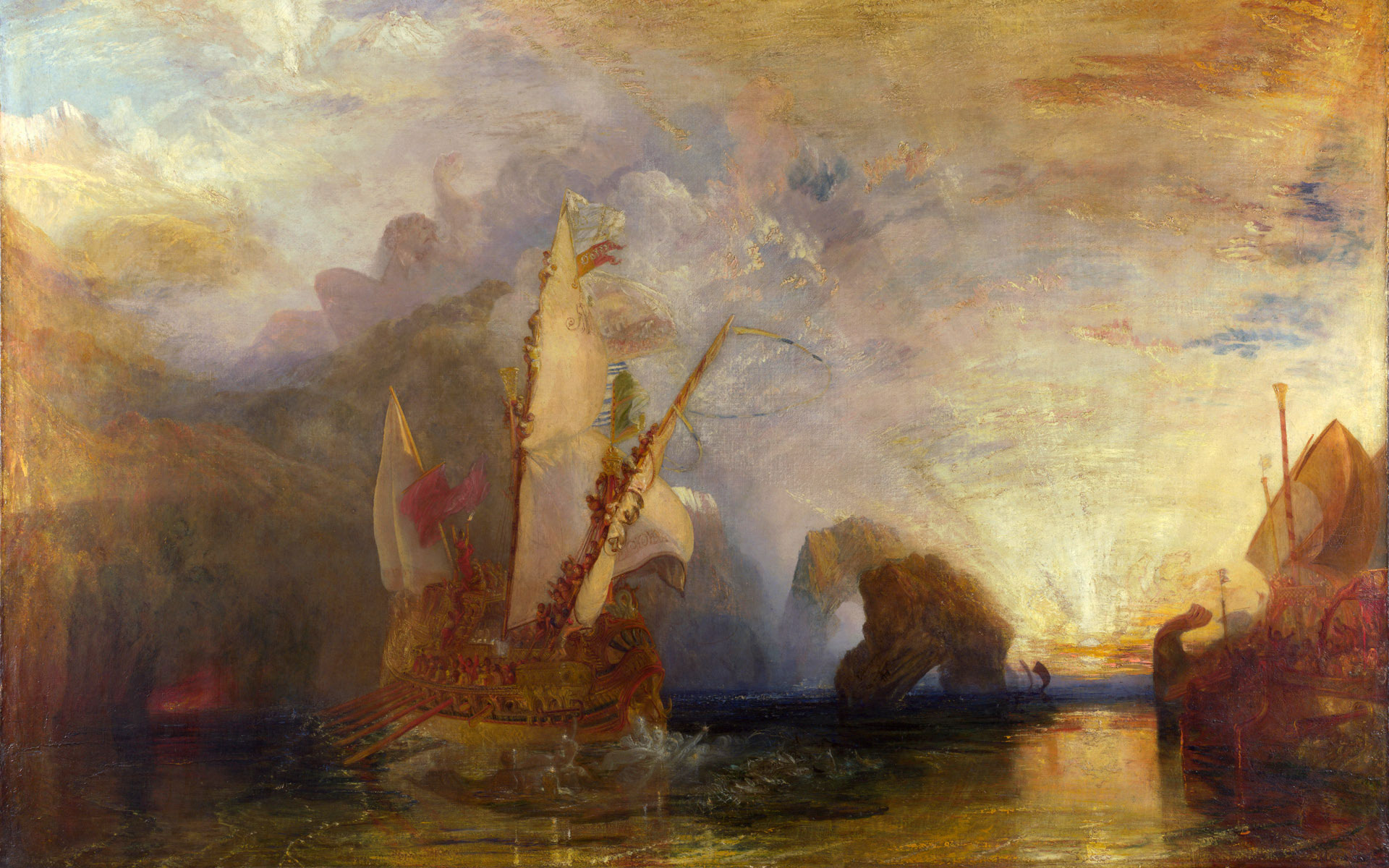 Joseph Mallord William Turner, Ulisse schernisce Polifemo – Odissea di Omero (1829; olio su tela, 132,5 x 203 cm; National Gallery, Londra)
