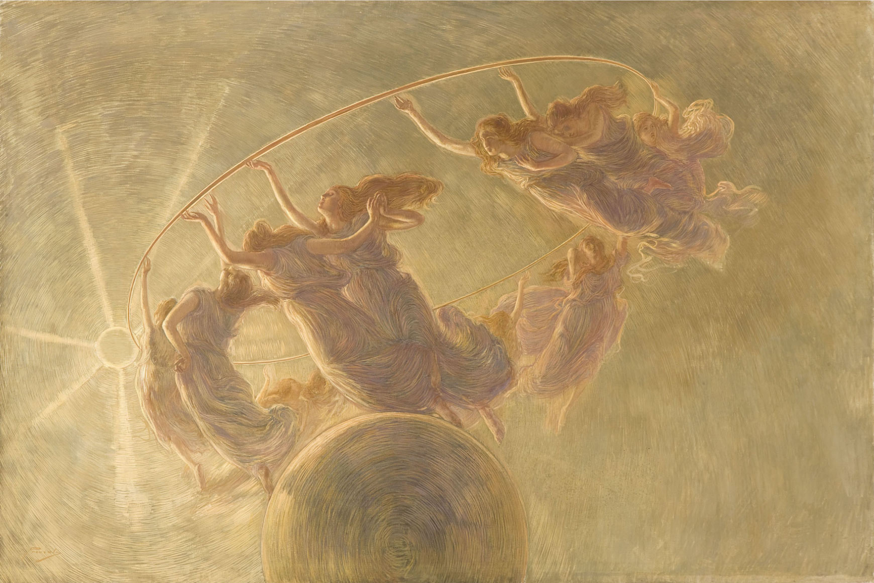 Gaetano Previati, Danza delle Ore (1899; olio e tempera su tela, 134 x 200 cm; Milano, Collezione Fondazione Cariplo, Gallerie dÂ’Italia di Piazza Scala)
