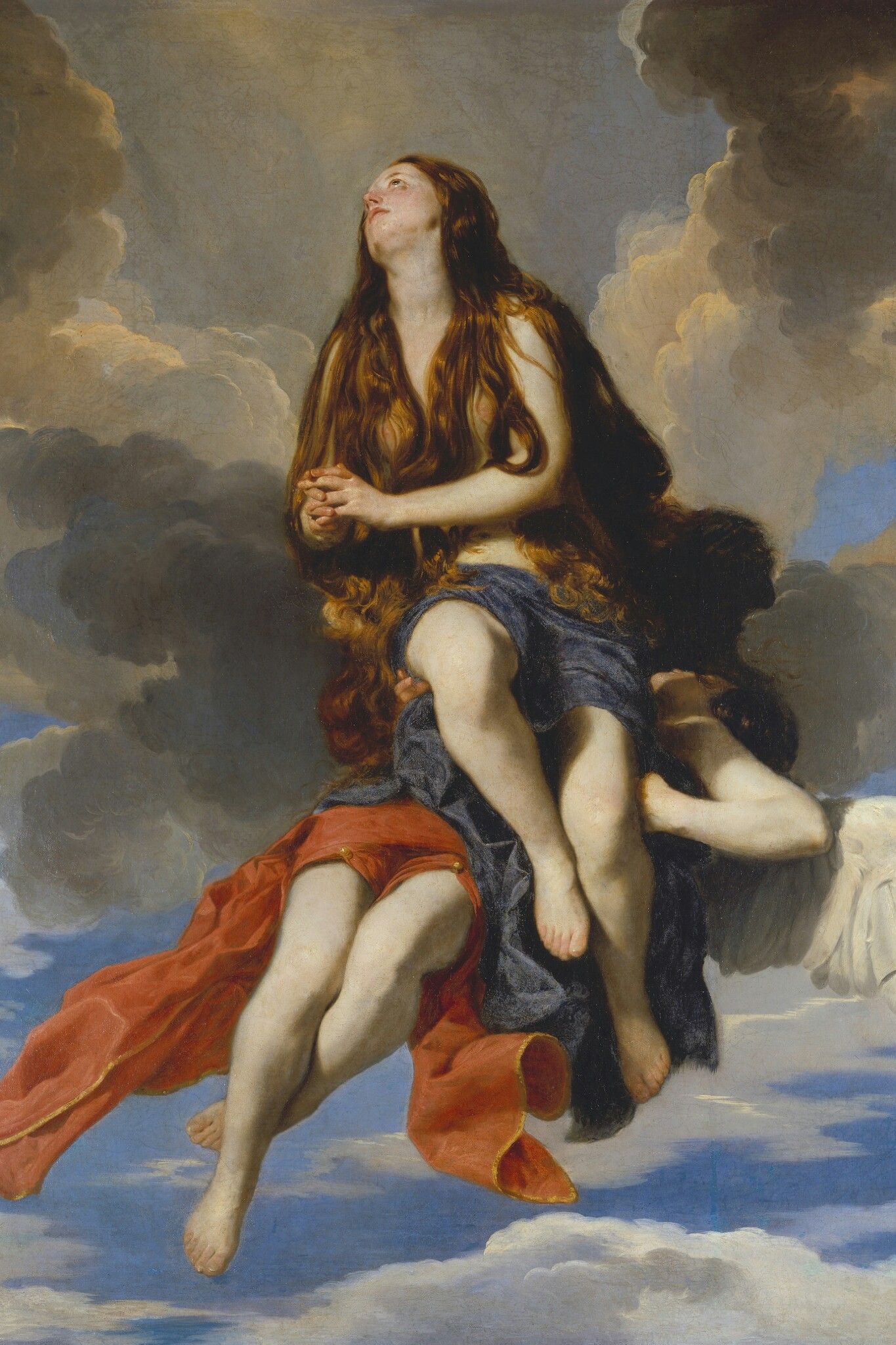 Guido Cagnacci, Maddalena portata in cielo (1640 circa; olio su tela, 162,5 x 122,8 cm; Monaco di Baviera, Alte Pinakothek, in deposito presso il castello di Schleissheim, inv. 542)
