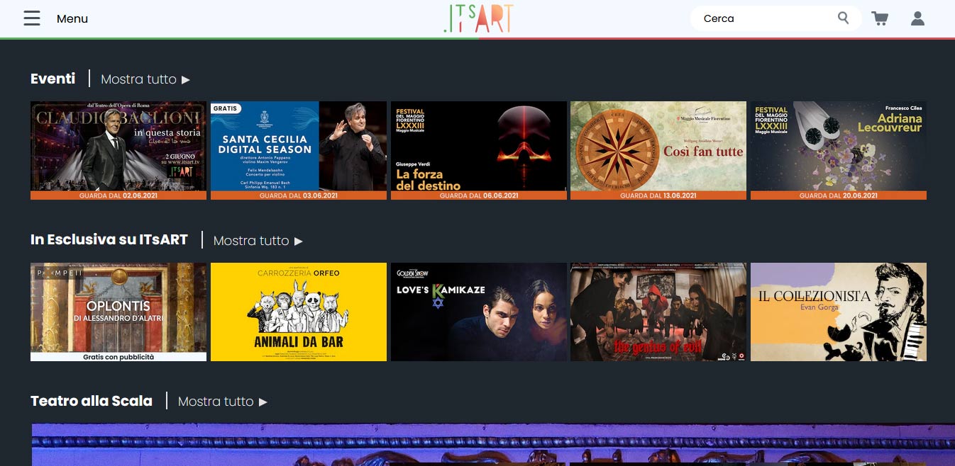 La home page di ItsArt
