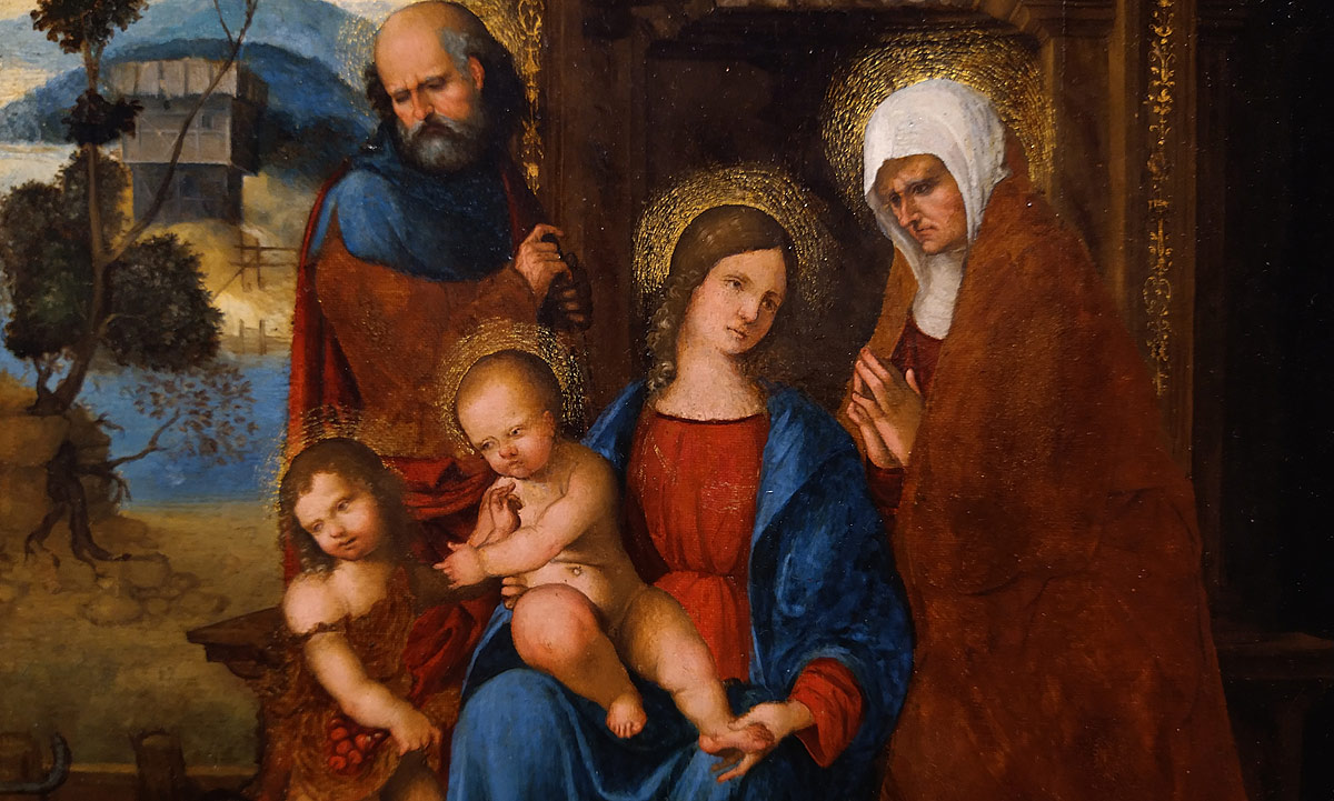 Ludovico Mazzolino, Sacra Famiglia con i santi Giovannino ed Elisabetta, dettaglio
