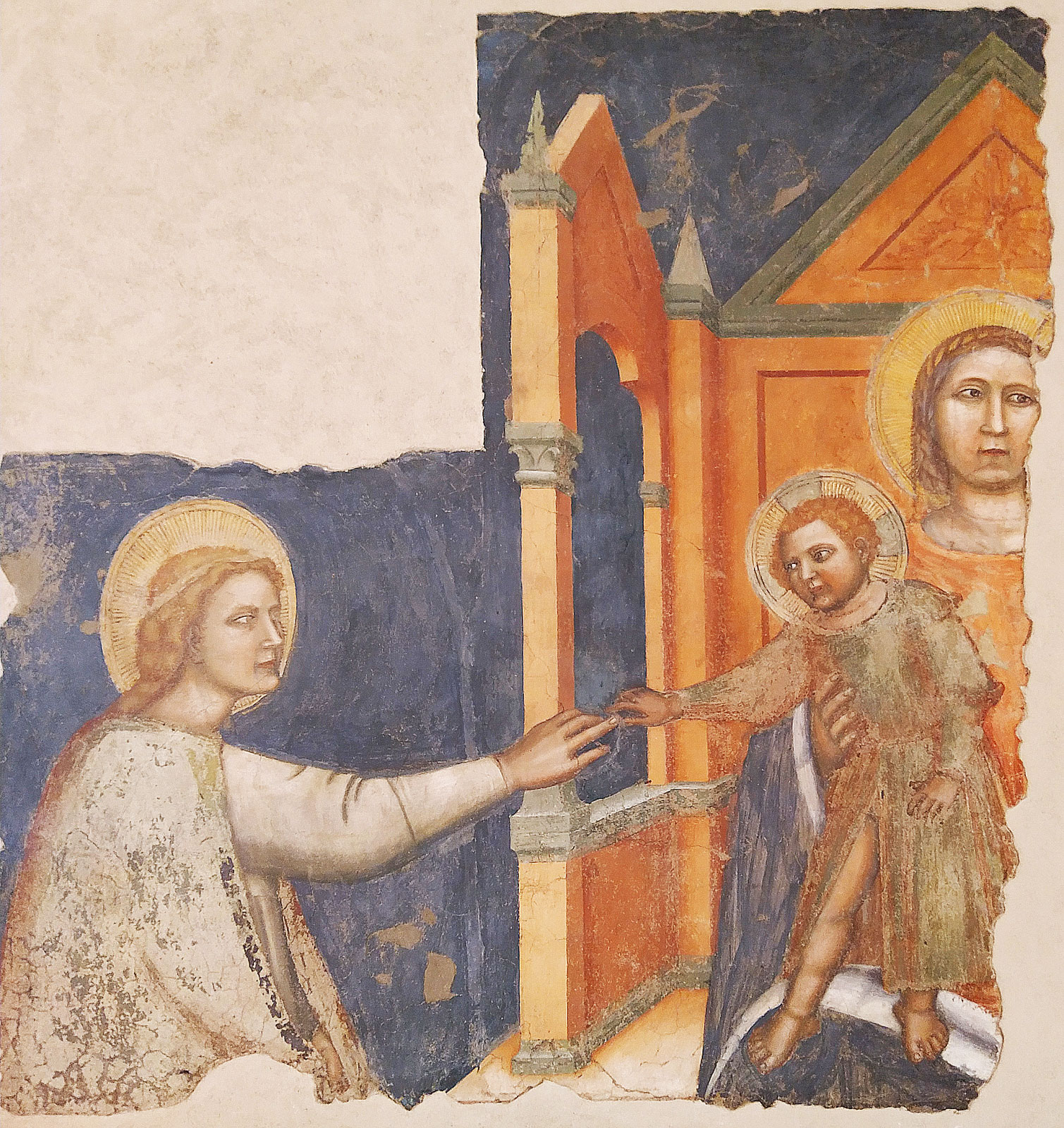 Maestro del Redentore (?), Matrimonio mistico di santa Caterina (1330 circa; affresco strappato e applicato su supporto rigido, 145 x 155,5 cm; San Silvestro di Curtatone, Fondazione Romano e Raimonda Freddi, in comodato prsso il Museo di Palazzo Ducale di Mantova)
