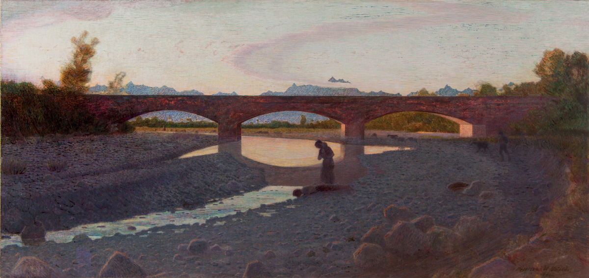 Giuseppe Pellizza da Volpedo, Il Ponte (1904-1906; olio su tela, 113,7 x 239,2 cm; Tortona, Museo Il Divisionismo)

